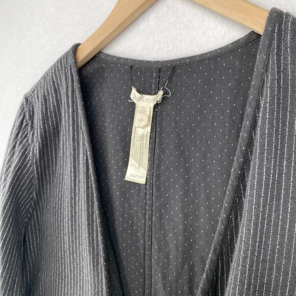 EILEEN FISHER Kimono L Reversible Organic Cotton Doubleweave Jacket Gray - Picture 6 of 14